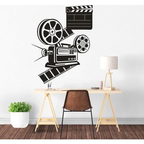 Film Playing Camera Vinyl Wall Decal Film Reels Wall Sticker Cinema Decoration Movie Film Projector Wall Art Posters AZ357
