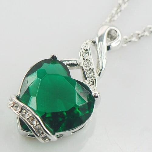 Simulated Emerald 925 Sterling Silver Fashion Jewelry Pendant TE491