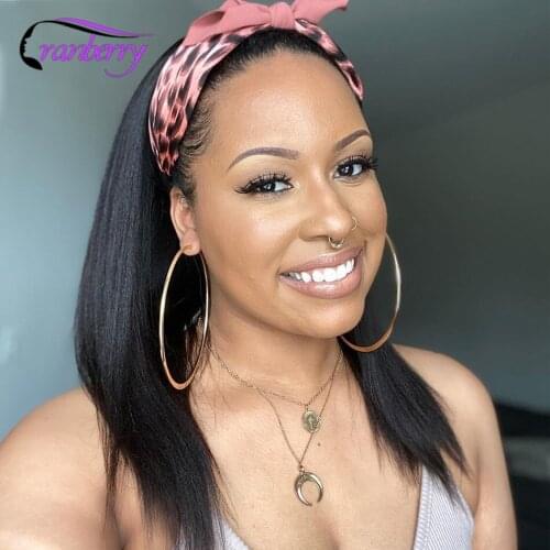 Cranberry Hair Bone Straight Headband Wig Human Hair Wigs For Women Brazilian Wig Machine Made Glueless Fit All Size Head