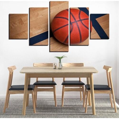 Frame Wall Art Home Decoration Painting Poster 5 Panel Sports Basketball For Living Room Modern HD Printed Canvas Pictures