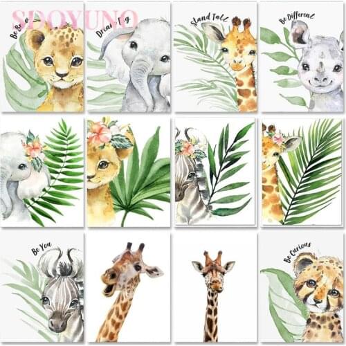 SDOYUNO Oil Painting By Numbers Leopard Canvas DIY Acrylic Kids Paint Coloring By Numbers Animal Handpainted Gift Home Wall Art