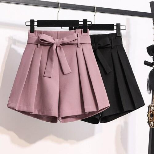 2021 Spring And Summer New Wide Leg High Waist Shorts Solid Color Show Thin Versatile A-line Hot Pants