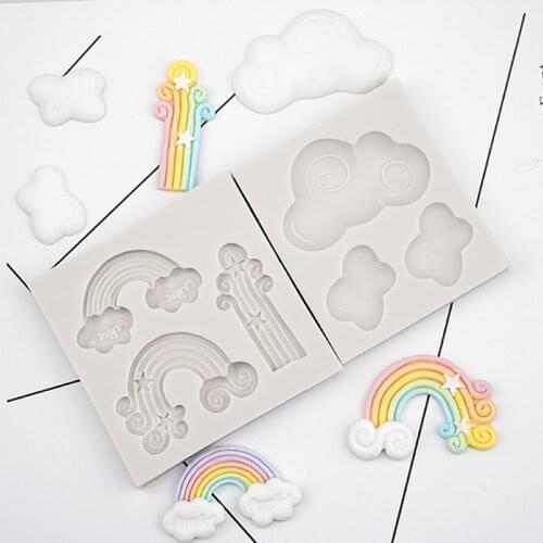 Rainbow & Clouds Silicone Mold Fondant Mould Cake Decorating Tools Chocolate Gumpaste Mold, Sugarcraft, Kitchen Accessories