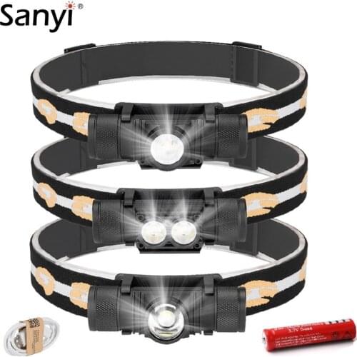 Sanyi D10 XM-L2 LED Headlamp Headlight USB Charging Interface Cycling Head Flashlight 6-Mode Dimming Torch Camping Fishing Lamp