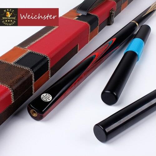 Weichster 3/4 Jointed Handmade Snooker Pool Cue Ash Shaft Purple Heart Wood Case Extension Set