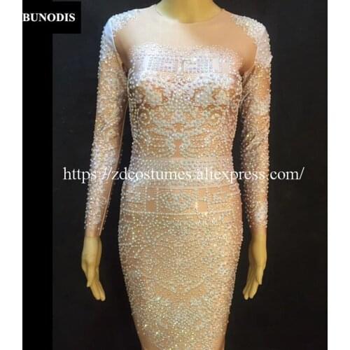 ZD150 Women White Skirt Full Of Sparkling Crystals Nightclub Birthday Celebrate Party Clothing Performance Singer Costume