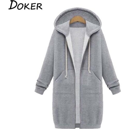 2020 Autumn Winter Zipper Long Hoodies Coat Women Long Sleeve Oversized Sweatshirt Tops Fashion Vintage Sweatshirts Outwear