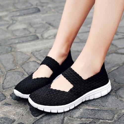Large Size Weave Breathable Womens Sneakers Womens Summer Sports Shoes Sport Sneakers Woman Running Tennis Black Boty GMB-1669