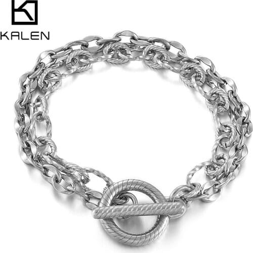 Kalen golden Punk Style ID Cable Chain High Quality Stainless Steel Fashion Trend Mens Bracelet