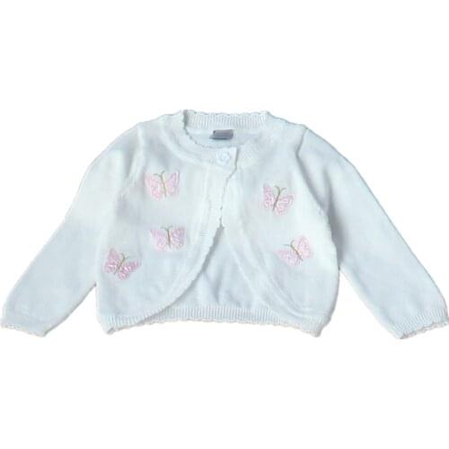 Kids Christmas Sweaters Girls White Flowers Cute Girls Shrug Sweater 2 3 4 6 8 10 Years Childrens Cardigan For Girls KC-1533