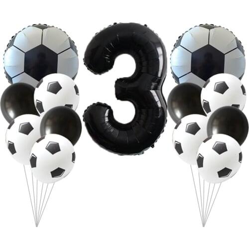 1set Soccer Football Foil Balloons 40inch Black Number Balls Baby Shower Boys Happy Birthday Party Decorations Kids Toys Globos