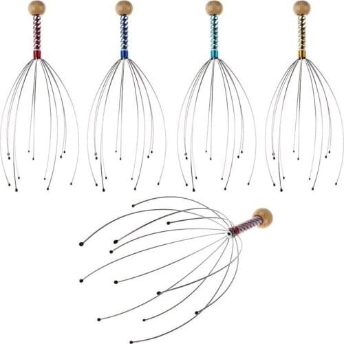 1PCS Head Massager Neck Massage Octopus Scalp Stress Relax Remove Muscle Tension Tiredness Metal Head Massager Blood Circulate
