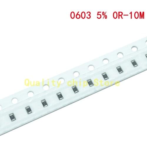 100pcs 0603 5% SMD resistor 0R ~ 10M 1/10W 0 1 10 100 150 220 330 470 ohm 1K 2.2K 10K 100K 1M 0R 1R 10R 100R 150R 220R 330R 470R