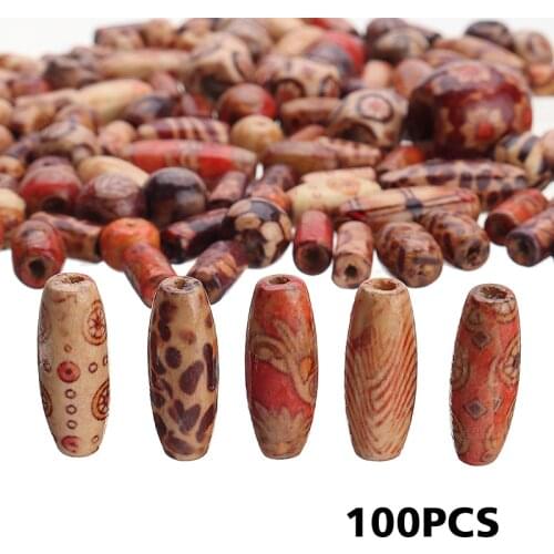 100 Pieces Wood Beads Large Hole Mixed Bead DIY Jewelry Making Necklace Bracelet Craft Accessories 3.17-5mm Diameter
