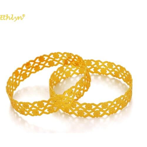 2Pcs/Lot New Arrival Childrens Jewelry Gold Color Charms Unadjustable Bangles & Bracelets for Baby Toddler Kids Girls MY86