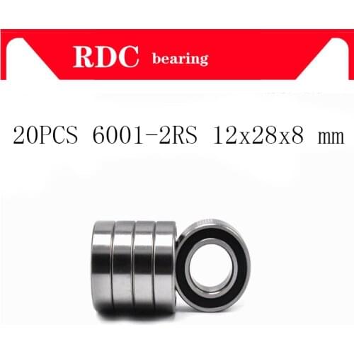 20PCS ABEC-5 6001-2RS 6001 2RS 6001RS 6001 RS 180101 RS 12x28x8 mm Rubber seal High quality Deep Groove Ball Bearing 6001-2RSH