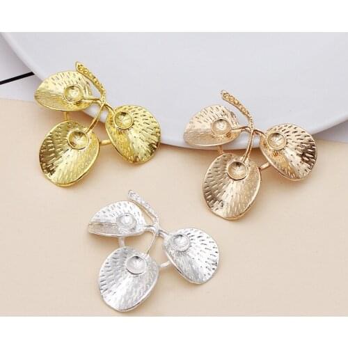 20 Pieces 39*36mm Metal Leaf Bride Hair Accessories Making Materials Diy Jewelry Settings