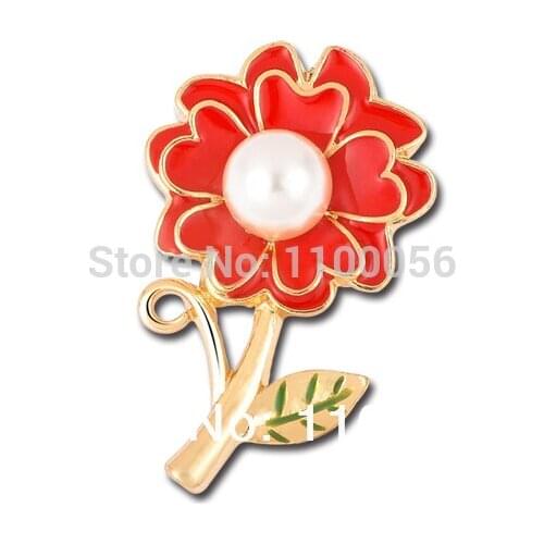 2015 Costume Jewelry Women Pearl Brooches Girls Party Dresses Cheap Flower Brooch X1478