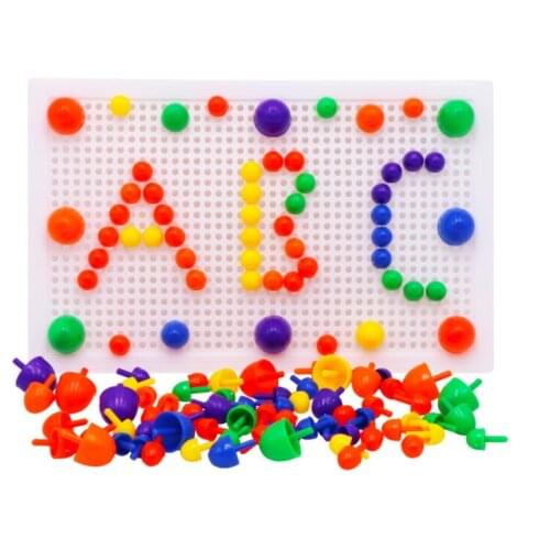 296pcs Colorful Mushroom Nail Puzzle Toy Small Gifts for Kindergarten Pupil Jigsaw Puzzle Game Mosaic Pegboard Flapper