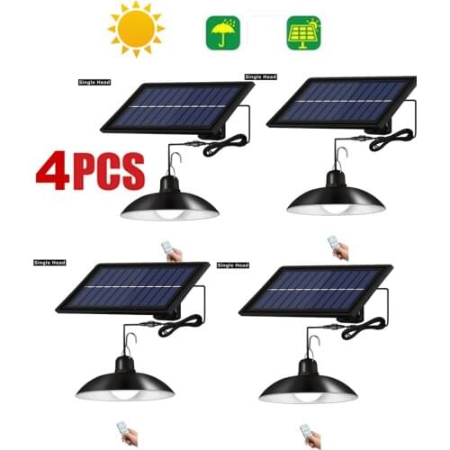 4pcs remote 30 led 2 head Retro Lampshade Solar Pendant Chandelier solar Outdoor Waterproof Light Wireless Lamp Garden Wall Yard