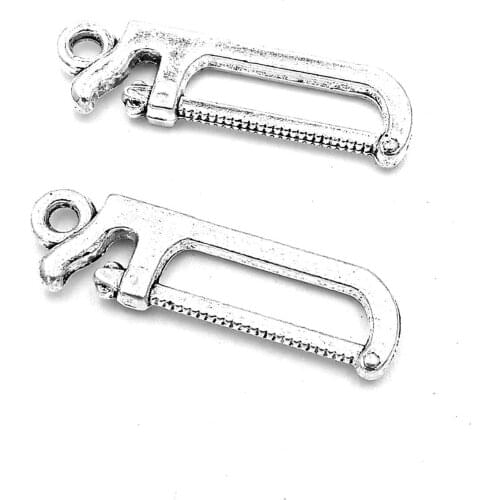 40pcs handsaw charms pendant 25x7mm antique silver ornament accessories jewelry making DIY base material
