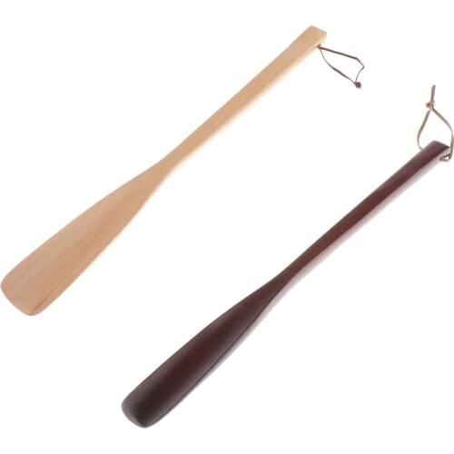 40cm Professional Wooden Shoe Horn Lifter For Seniors Men Kids Shoe Care