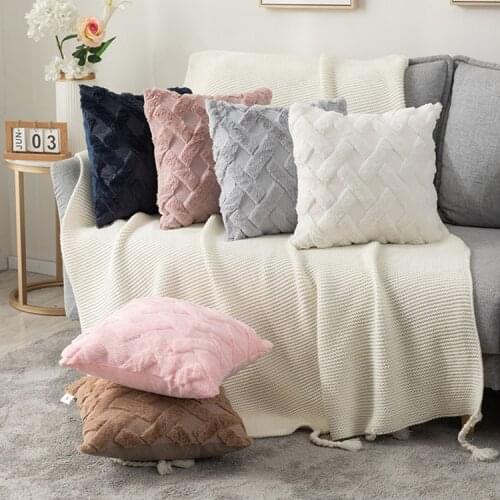 45x45CM Solid Color Velvet Pillow Case Ins Style Home Decor Cushion Cover Suede Car Pillow Case Customizable