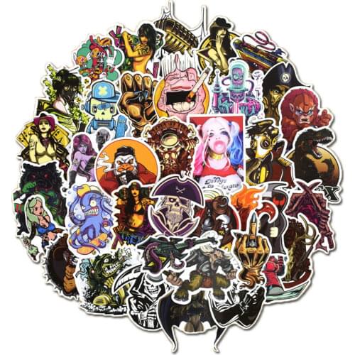 50Pcs Horror Stickers Cool Graffiti Sticker Pack for Laptop Water Bottles Hydro flask Car Bumper Guitar Bike Luggage Vinyl Decal