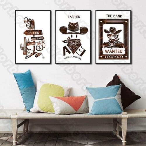 New Fashion Style Canvas Painting Wall Abstract Picture West Cowboy The Bank for Living Room Bedroom Restaurant Decoration