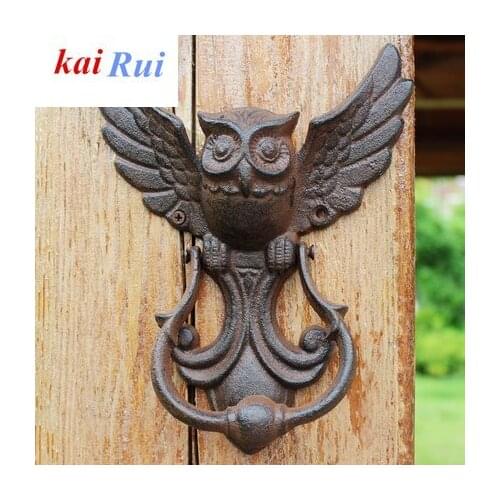American Style Iron Knocker Crafts Vintage Owl Door Knocking Antique Door Handle Garden Home Wall Decoration