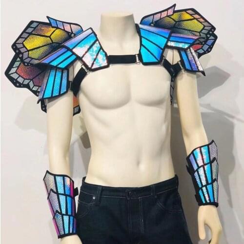 Future show stage costume Model Catwalk Men laser armors butterfly laser armor