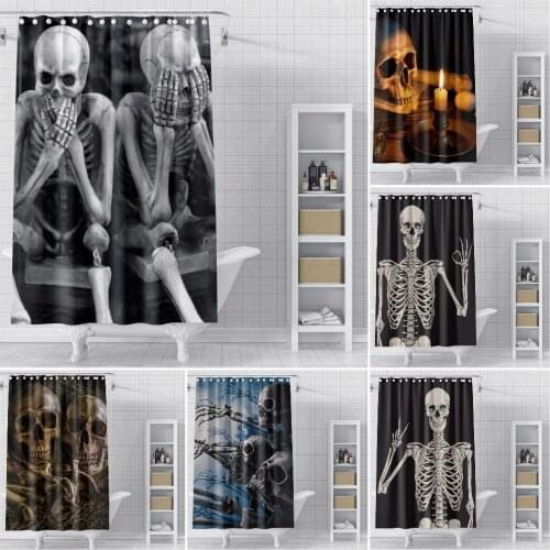 3D Skull Printed Shower Curtains Skeleton Bathroom Curtain Frabic Waterproof Polyester Bath Curtain with Hooks douchegordijn