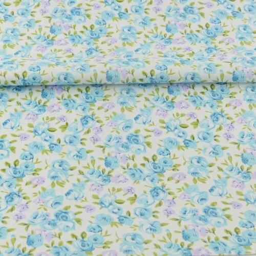 Cotton Fabric Decoration Bedding Sewing Tissue Blue Printed Floral Designs Quilting Patchwork Twill Home Textile Scrapbooking