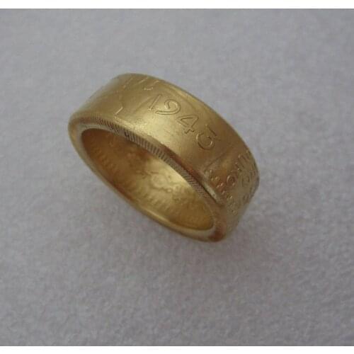 Coin Rings Handcraft Ring Vintage Silver Plated Handmade from 1943 Mexico 50 Peso Coin Sizes 9-16