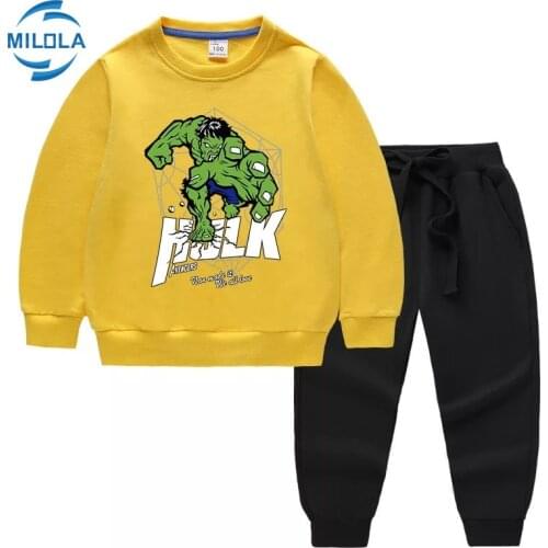 Disney Marvel Avenger Hulk Baby Boy Clothes Sets Children Hooded Sweatshirts+Pants Sportswear Casual Toddler Kids Clothing