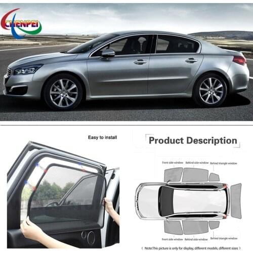 For Peugeot 508 2016-2019 Car Full Side Windows Magnetic Sun Shade UV Protection Ray Blocking Mesh Visor Decoration Accessories
