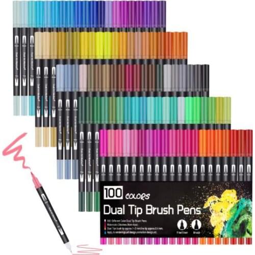 Dual Brush Art Markers Pen Up To 120 Color Fine Tip and Brush Pens Drawing Painting Watercolor Art Marker Pens School Supply
