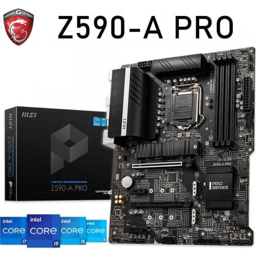 LGA 1200 MSI Z590-A PRO Motherboard DDR4 5333(OC)MHz 128GB PCI-E 4.0 Overlocking M.2 Desktop Intel Z590 Placa-Mãe 1200 ATX New