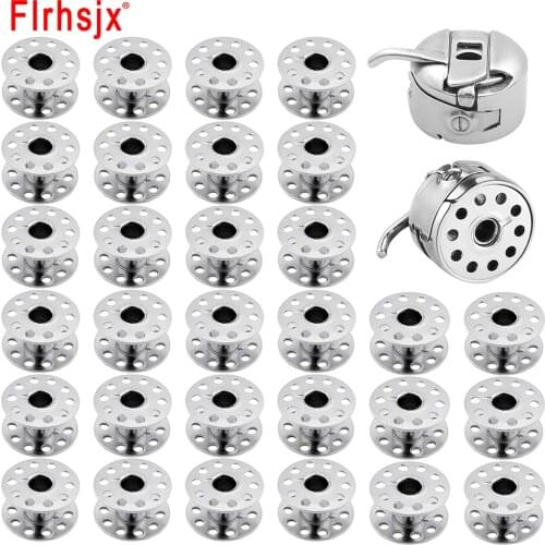 Metal Bobbins Case Stainless Steel Sewing Machine Bobbin Case with Empty Bobbins for Home Sewing Machine Needlework Sewing Tools