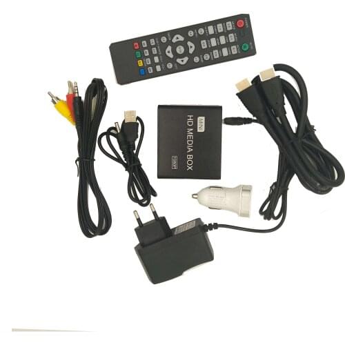 REDAMIGO 1080P MINI Media Player for car HDD MultiMedia Video Player Media box with car Adapter AV USB SD/MMC