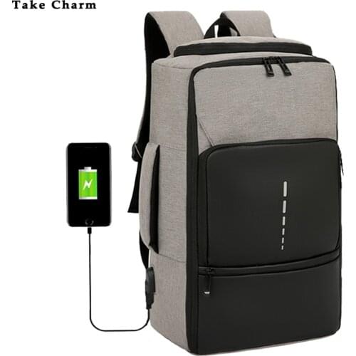 Fashion Trend Mens Laptop Backpack 2020 Large Capacity Oxford Cloth Waterproof Charging USB Travel Bag Male Business Backpack