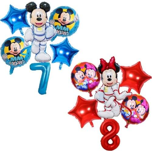 Disney Mickey Minnie Cartoon Series Balloon Combination Happy Birthday Party Decoration Aluminium Foil Number Balloon Kids Toy
