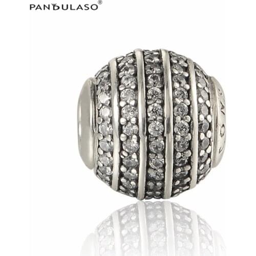 Genuine 925 Sterling Silver Pave Zircon "Confidence" Essence Charms Fit European Bracelets Small Bead Best Friends ST105