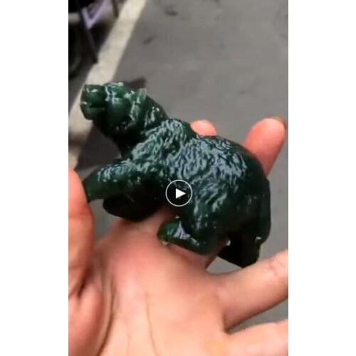 Natural hetian jade A HandCarved lucky bear jadeite jade green jade pendant jade jewelry jade necklaces jewelry