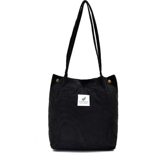 New High Capacity Women Corduroy Tote Ladies Casual Shoulder Bag Foldable Reusable Shopping Beach Bag