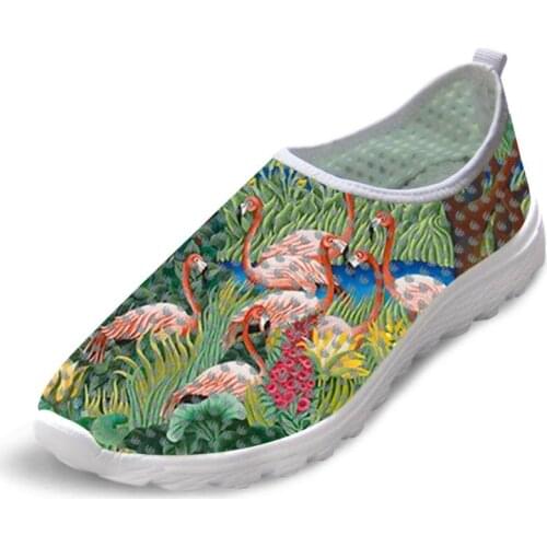 New Arrival Man Summer Causal Flats Shoes Man Sneakers Mesh Shoes Animals and Flamingos Painting Art Print Man Leisure Shoes