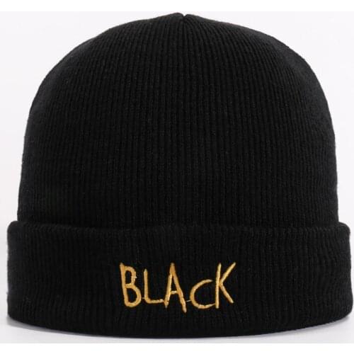 Solid Unisex Casual Letters Embroidered Knitted Beanies Hats Autumn and Winter Soft Warm Knitted Cap Women Men Hip Pop SkullCap