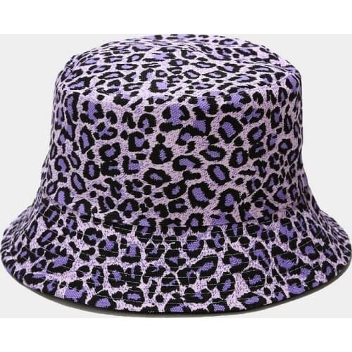 New Womens Summer Bucket Hat Leopard Printed Fisherman Hat Reversible Sunbonnet Outdoor Sunscreen Fashion Unisex Panama Cap