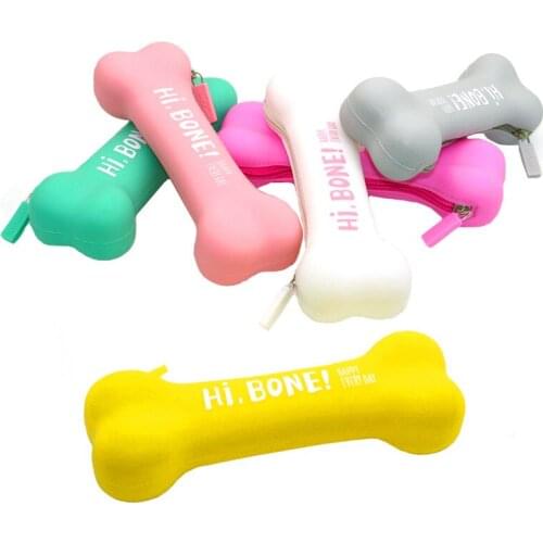 10 Pcs Creative Office School Stationery Candy Colors Bone Silica Gel Pencil Cases Available Multifunctional Pen Bag
