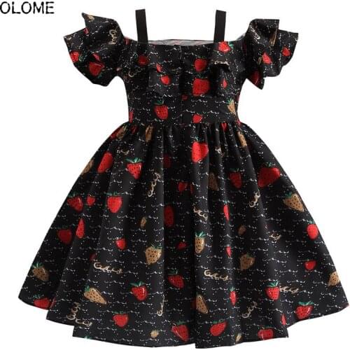 OLOME 2021 Summer Strapless Girls Dress Ball Party Bare Shoulder Braces Kids Girls Skirt Fashion Little Girls One-piece Dress